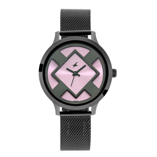Eccentrics Watch -  Pink  dial and Mesh Metal Strap 6210NM02
