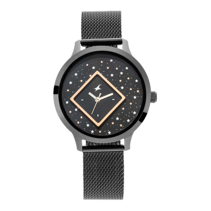 Fastrack x Ananya Panday-Fit Out ساعة نسائية يد أنالوج بمينا أزرق-NN6210NM03/NR6210NM03، أسود، ساعة أنالوج
