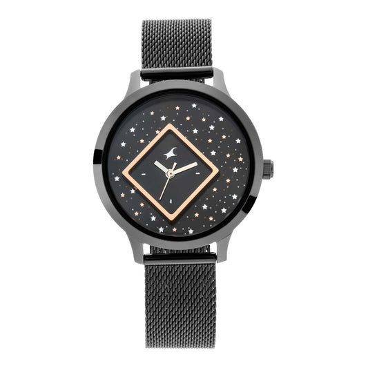 Fastrack x Ananya Panday-Fit Out ساعة نسائية يد أنالوج بمينا أزرق-NN6210NM03/NR6210NM03، أسود، ساعة أنالوج