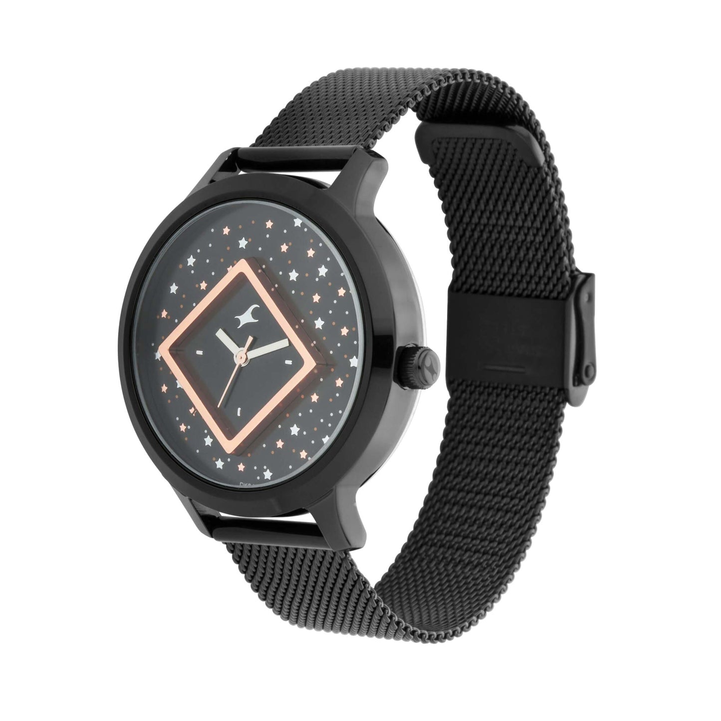 Fastrack x Ananya Panday-Fit Out ساعة نسائية يد أنالوج بمينا أزرق-NN6210NM03/NR6210NM03، أسود، ساعة أنالوج