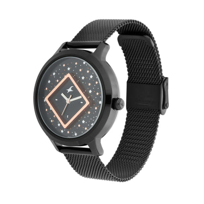 Fastrack x Ananya Panday-Fit Out ساعة نسائية يد أنالوج بمينا أزرق-NN6210NM03/NR6210NM03، أسود، ساعة أنالوج