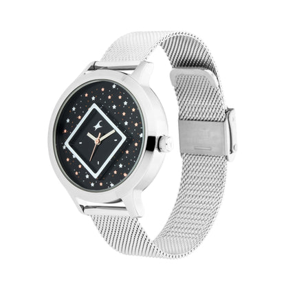 Fastrack x Ananya Panday-Fit Out ساعة يد أنالوج نسائية بمينا أزرق-NN6210SM03/NP6210SM03، ستانلس ستيل، سوار