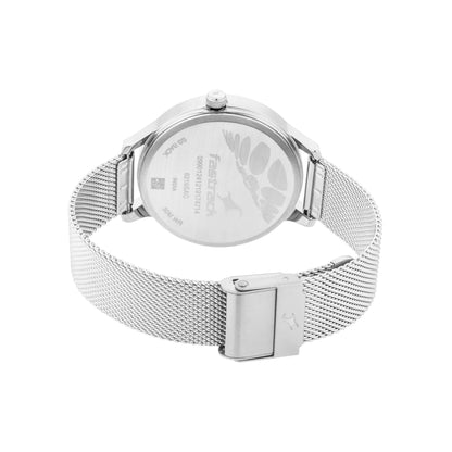 Fastrack x Ananya Panday-Fit Out ساعة يد أنالوج نسائية بمينا أزرق-NN6210SM03/NP6210SM03، ستانلس ستيل، سوار