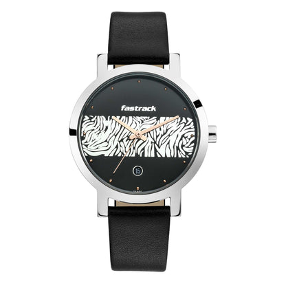 Fastrack  Animal Print Watch with Black with White pattern on Dial