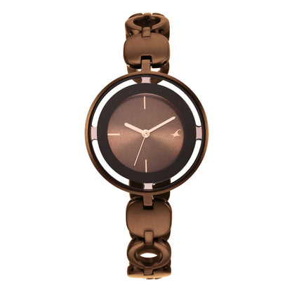 Glitch Brown Dial Brown Brass Strap Watch 6237QM01