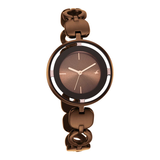 Glitch Brown Dial Brown Brass Strap Watch 6237QM01