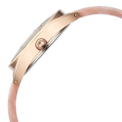 Fastrack Younique Quartz Analog Pink Color Mother Of Pearl Dial Acetate And Metal Strap Watch For Girls