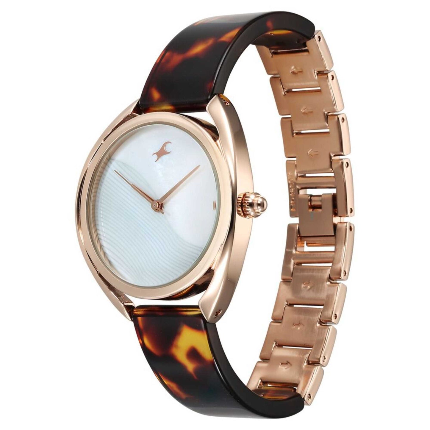 Fastrack Younique Quartz Analog Mother Of Pearl Dial Acetate And Metal Strap Watch For Girls