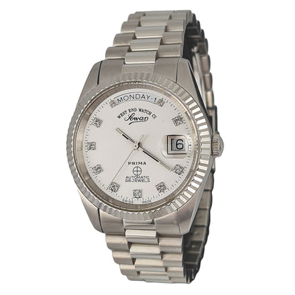West End Watch Co ساعة يد أنالوج أوتوماتيكية للرجال من الفولاذ المقاوم للصدأ مينا فضي Sunray 6828_10_2899N2 37 ملم