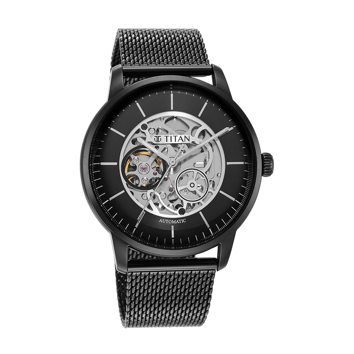 Titan Mechanical Black Dial Watch for Men 90110NM01