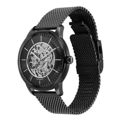 Titan Mechanical Black Dial Watch for Men 90110NM01