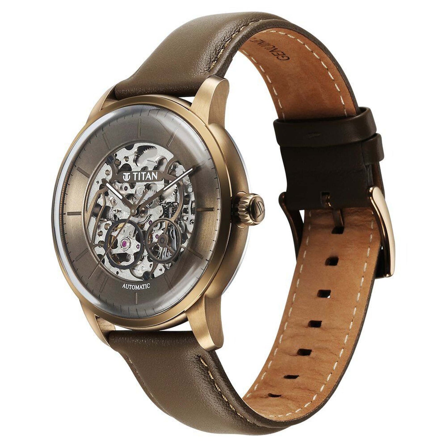 Titan Automatic Color Upgrade Brown Dial Brown Color Leather Strap Watch For Men