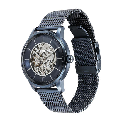 Mechanical Blue Dial Watch for Men 90110QM01