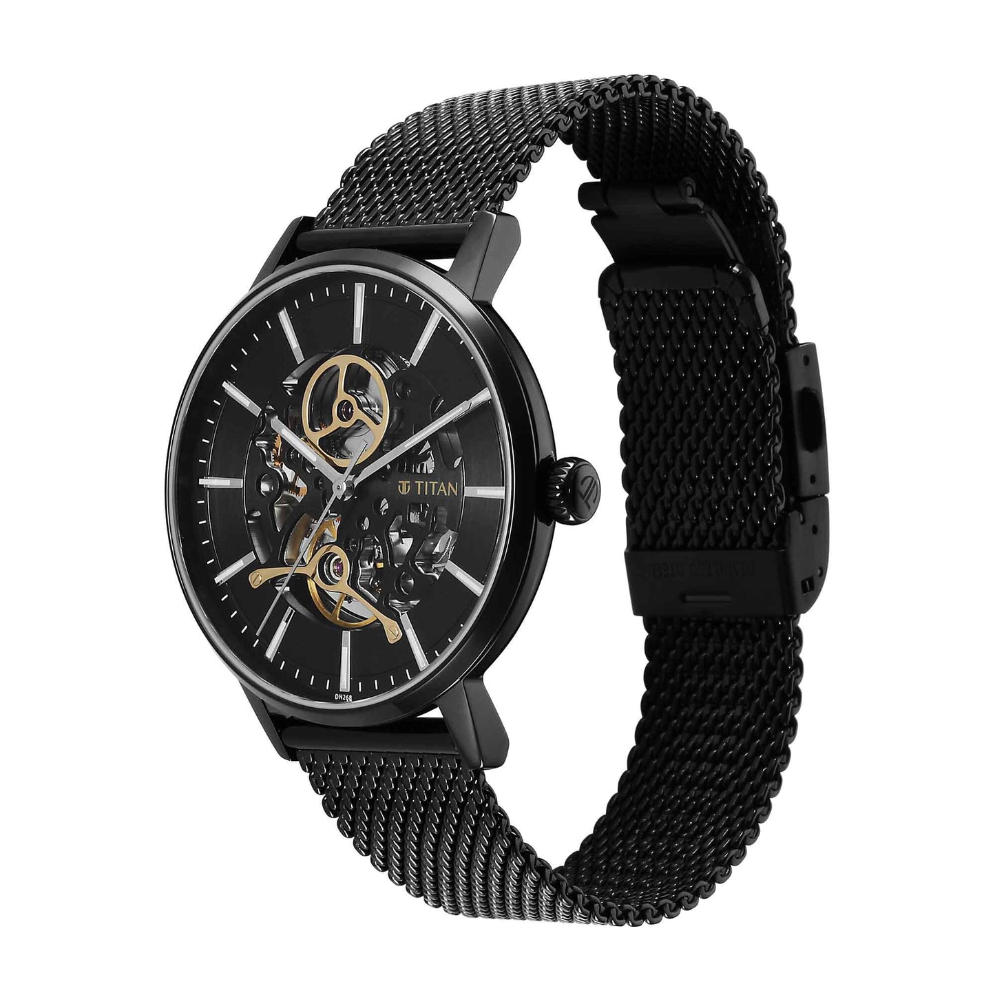 Titan Mechanical Slimline Black Dial Watch for Men 90159NM01