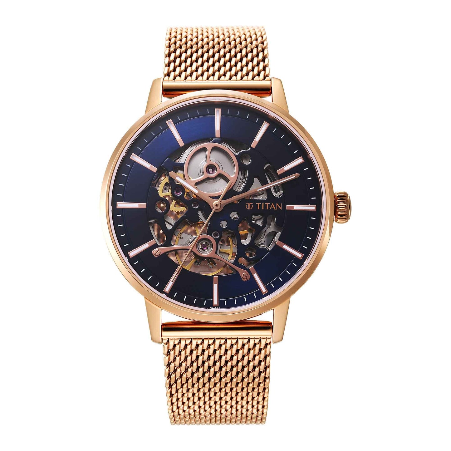 Titan Mechanical Slimline Blue Dial Watch for Men 90159WM01
