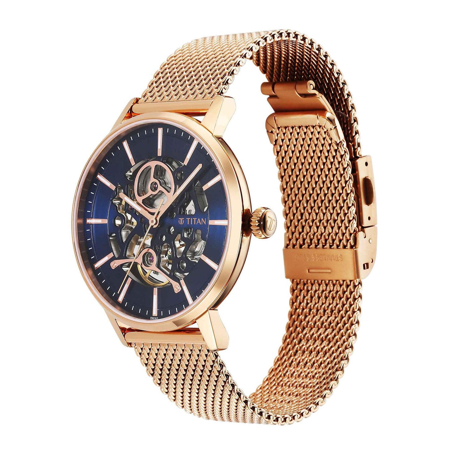 Titan Mechanical Slimline Blue Dial Watch for Men 90159WM01