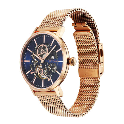 Titan Mechanical Slimline Blue Dial Watch for Men 90159WM01
