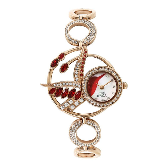 Titan Mother of Pearl Dial Metal Strap Watch 95005WM01