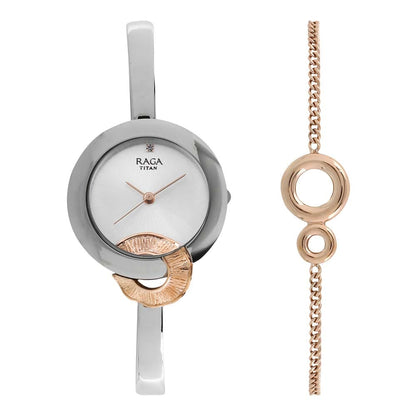 Titan Raga Espana Flemenco by Titan Silver Dial Analog Watch for Women 95051KM02