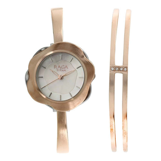 Titan Raga Espana Flor by Titan Mother of Pearl Dial Analog Watch for Women 95057KM01