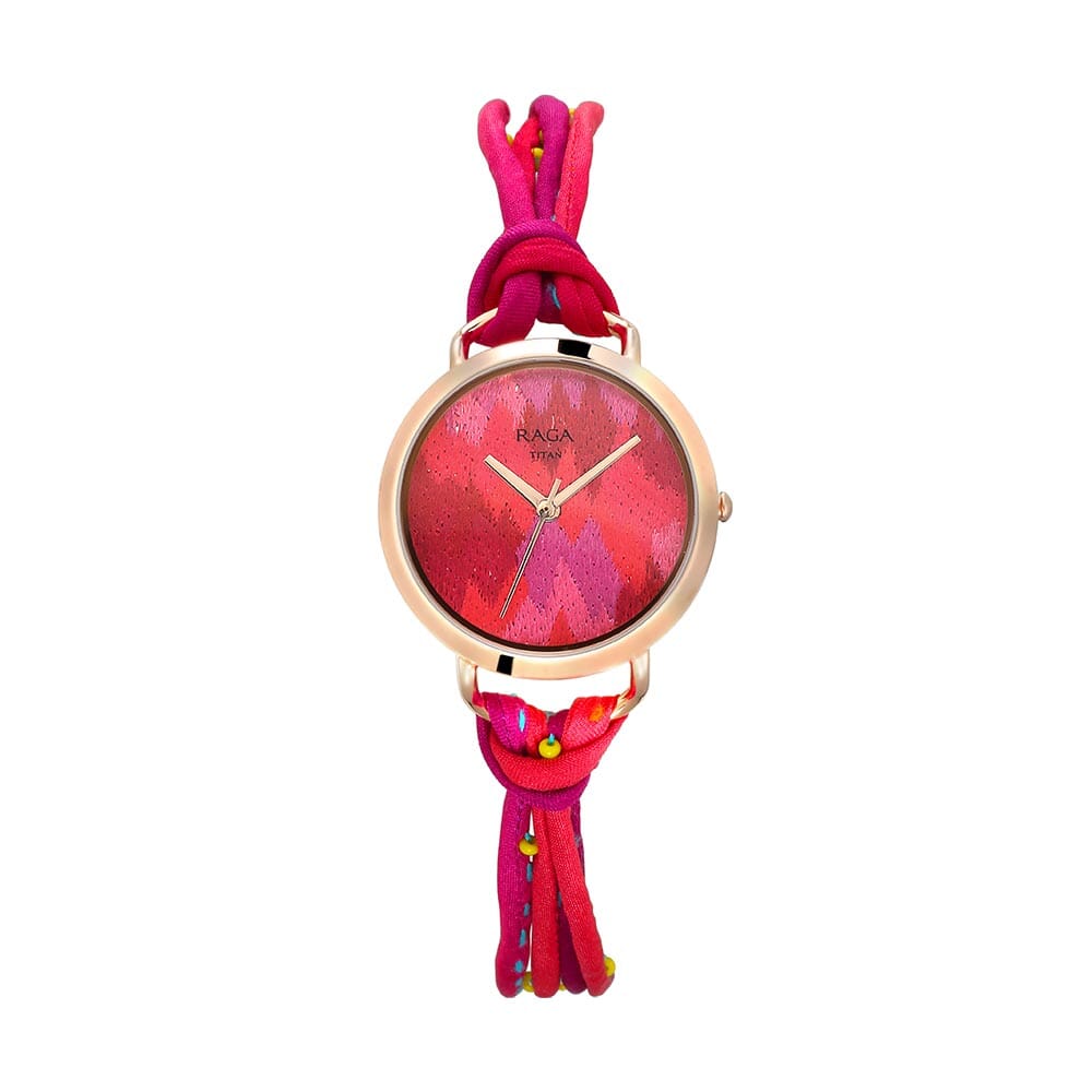 Titan Raga Twirl by Titan - ساعة يد أنالوج مينا وردية للنساء 95080WF01