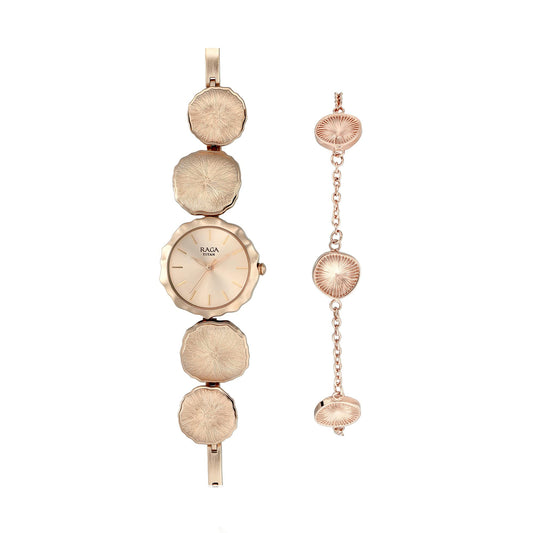 Titan Aster by Raga I Am Rose Gold Dial Analog Watch for Women 95096WM01