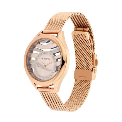 Titan Animalia Quartz Analog Stainless Steel Strap Watch for Women