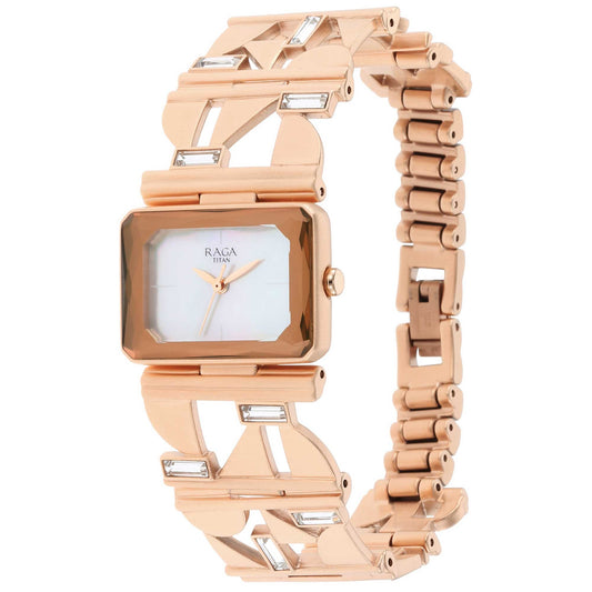 Titan Love All Watch with Mother Of Pearl Dial & Brass Strap 95149WM01