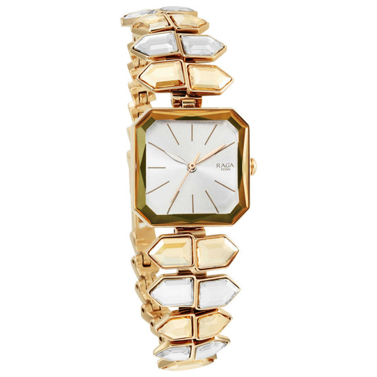 Titan Love All Watch with Silver Dial & Brass Strap 95152WM01