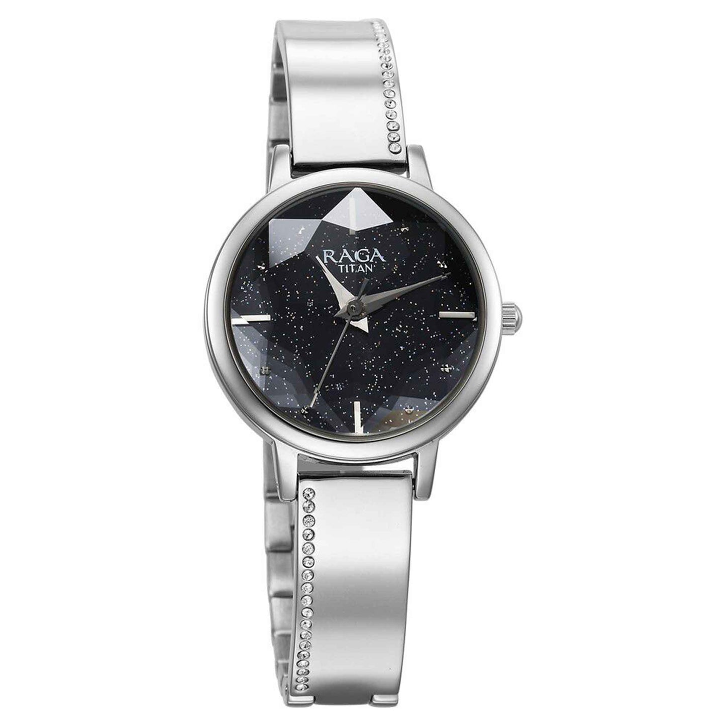 Titan Raga Showstopper Quartz Analog Blue Dial Metal Strap Watch for Women
