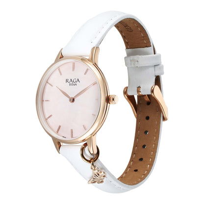 Titan Raga Showstopper Quartz Analog Mother Of Pearl Dial Metal Strap Watch For Women 95274WL03