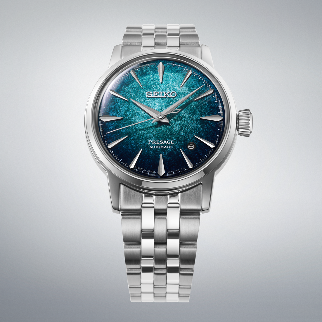 Seiko Presage Aqua Blue Dial Stainless Steel Cocktail Time HCB001J1