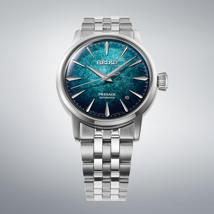 Seiko Presage Aqua Blue Dial Stainless Steel Cocktail Time HCB001J1