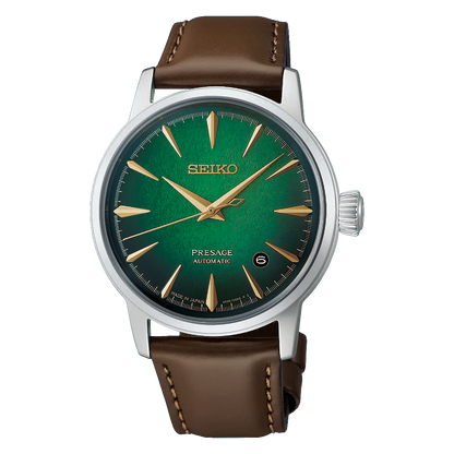 Seiko Presage Emerald Green Dial with Brown Cow Leather Cocktail Time HCB002J1