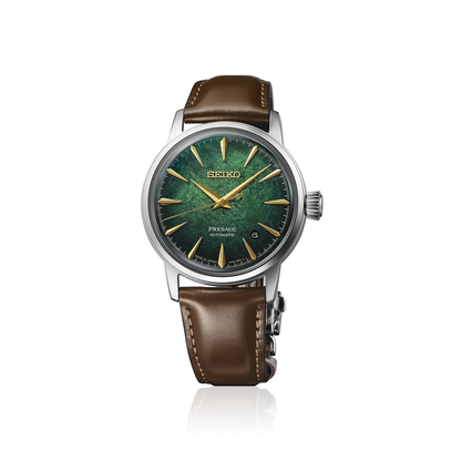 Seiko Presage Emerald Green Dial with Brown Cow Leather Cocktail Time HCB002J1