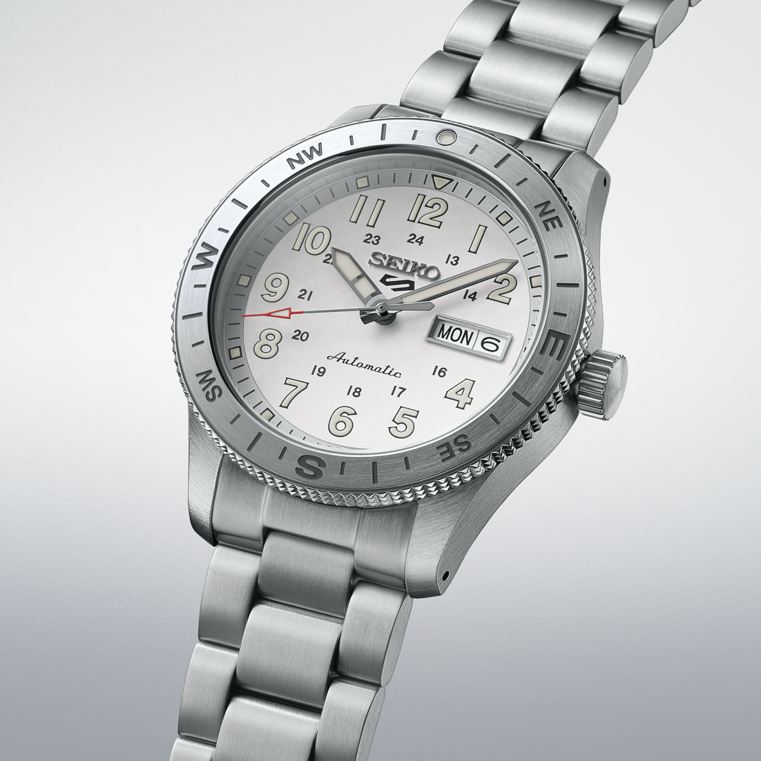 Seiko 5 Sports white Dial Stainless-Steel Automatic  Men's Watch HDB007K1