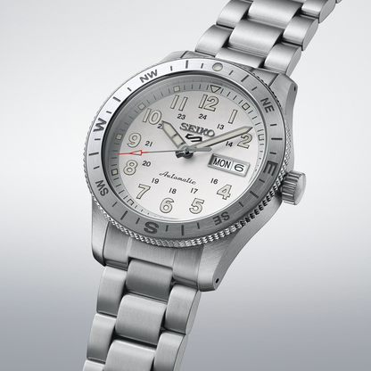 Seiko 5 Sports white Dial Stainless-Steel Automatic  Men's Watch HDB007K1