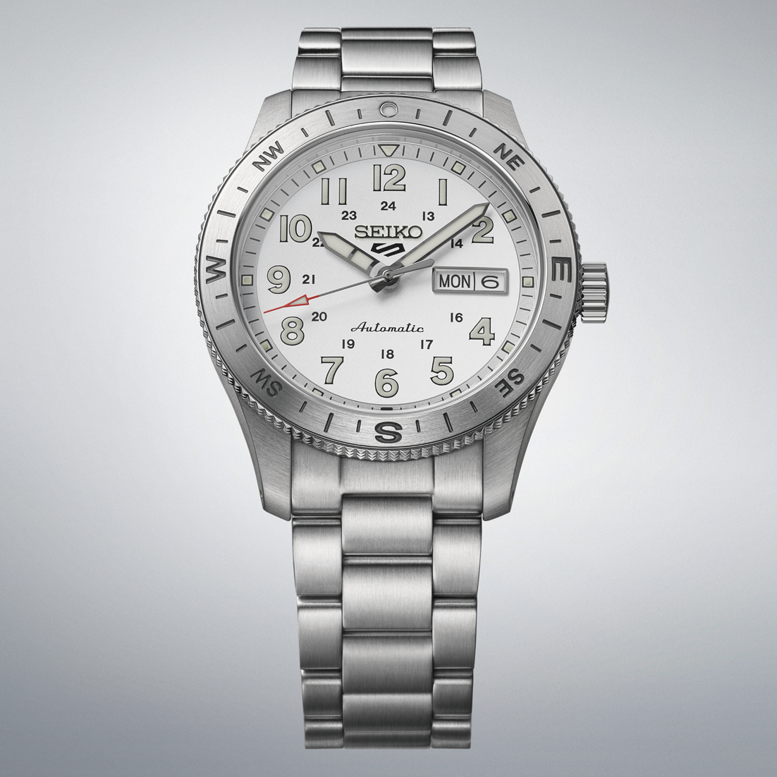 Seiko 5 Sports white Dial Stainless-Steel Automatic  Men's Watch HDB007K1