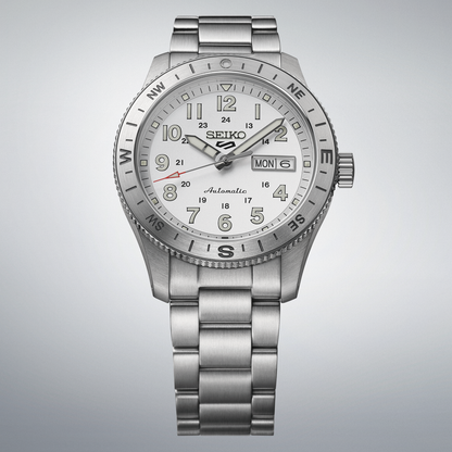 Seiko 5 Sports white Dial Stainless-Steel Automatic  Men's Watch HDB007K1