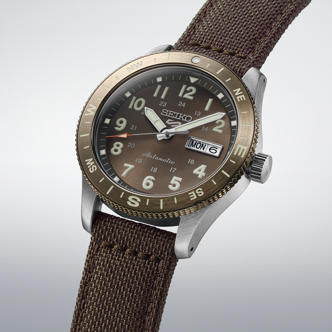 Seiko 5 Sports Brown Dial nylon Automatic  Men's Watch HDB009K1