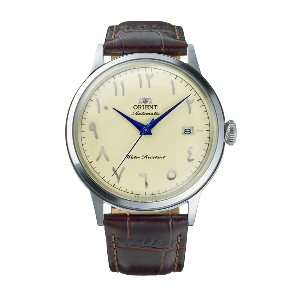 Orient Bambino Arabic Numerals Ivory Dial Leather Strap Watch - 40.5mm RA-AC0039Y