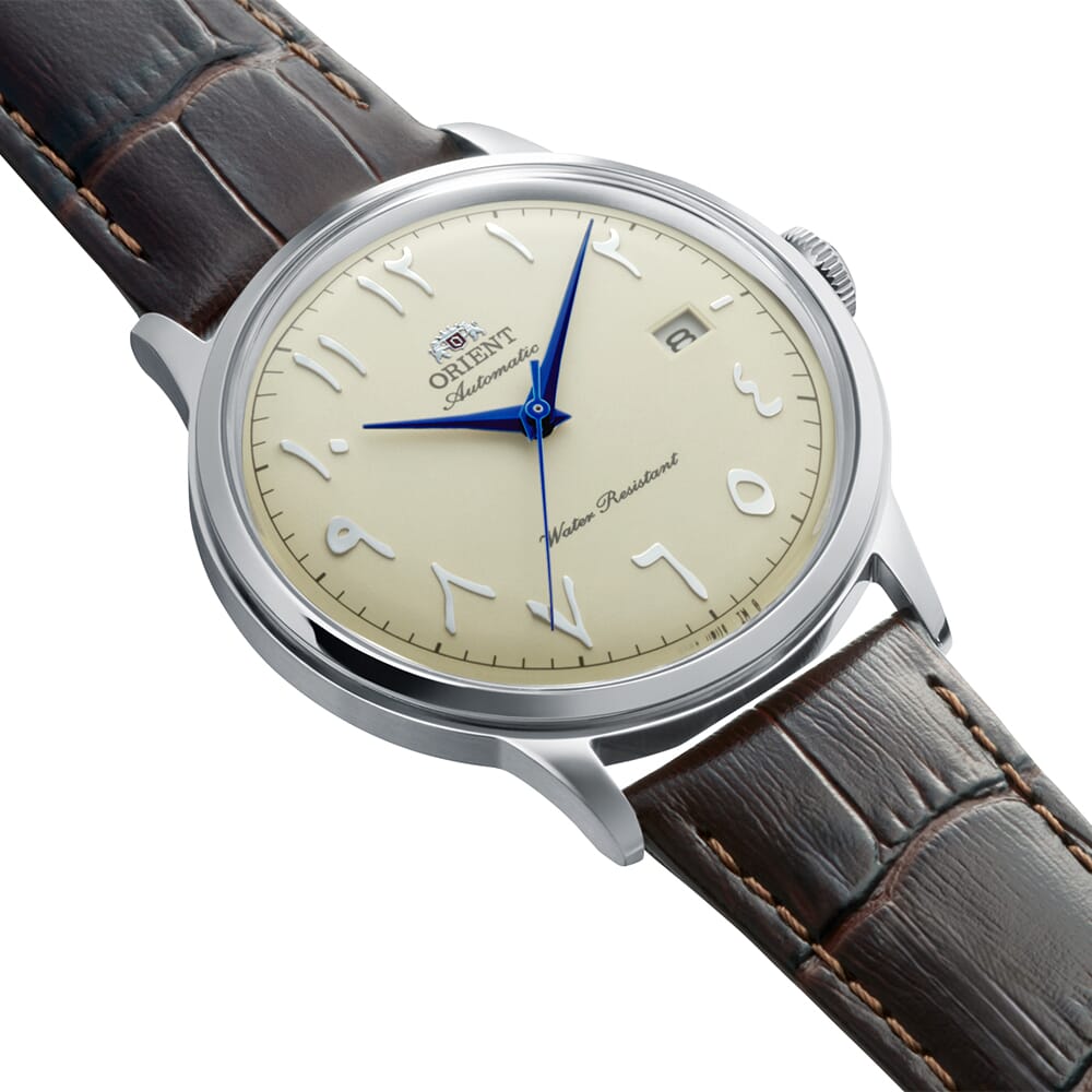 Orient Bambino Arabic Numerals Ivory Dial Leather Strap Watch - 40.5mm RA-AC0039Y