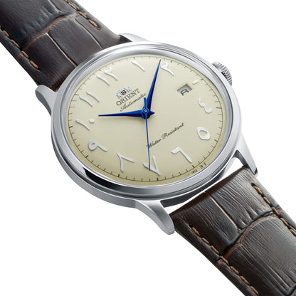 Orient Bambino Arabic Numerals Ivory Dial Leather Strap Watch - 40.5mm RA-AC0039Y