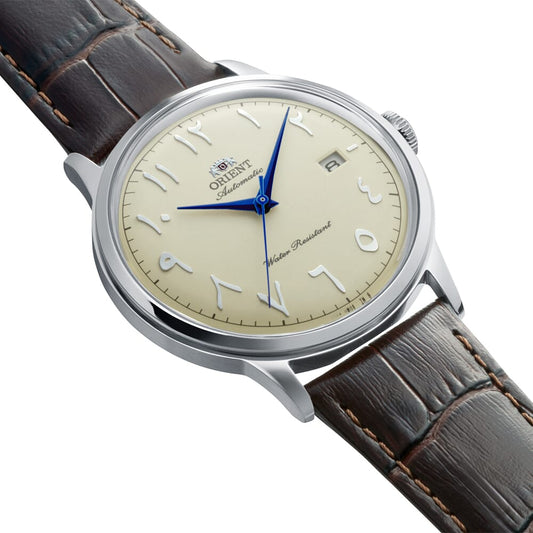 Orient Bambino Arabic Numerals Ivory Dial Leather Strap Watch - 40.5mm RA-AC0039Y