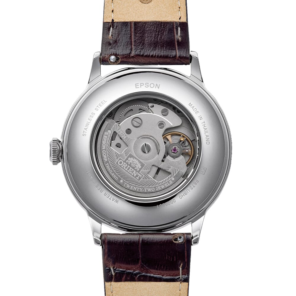 Orient Bambino Arabic Numerals Ivory Dial Leather Strap Watch - 40.5mm RA-AC0039Y
