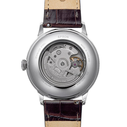 Orient Bambino Arabic Numerals Ivory Dial Leather Strap Watch - 40.5mm RA-AC0039Y