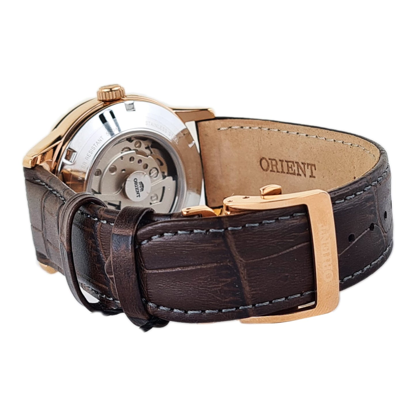 Orient Sun & Moon Champagne Dial Leather Strap Automatic watch for men RA-AK0007S00C