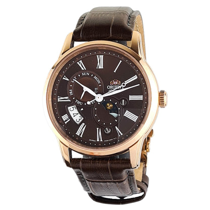 Orient Sun & Moon Brown Dial Leather Strap Automatic Watch for men RA-AK0009T00C