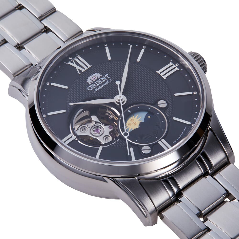 Orient RA-AS0008B Automatic Sun & Moon phase Stainless Steel Men's Watch 42mm case Men's Watch