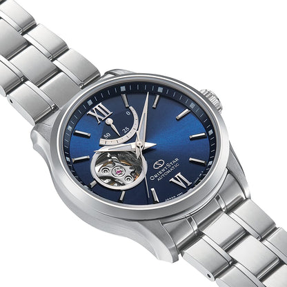 Orient star Semi Skeleton Blue Dial Stainless Steel Watch for Men's RE-AT0001L